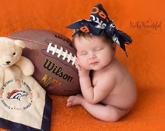 Denver Broncos head wrap, NFL head wrap, fabric head wrap, newborn headband, baby headband, toddler headband, baby head wrap