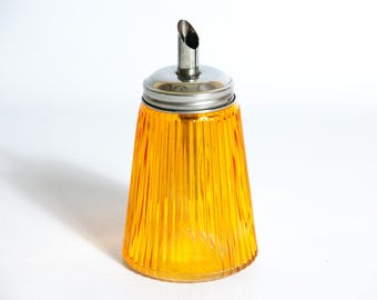 Vintage SUGAR DISPENSER Amber Glass Sugar Dispenser Syrup Pourer Dispenser Jar Glass Sugar Container Sugar Pourer Orange Sugar Dispenser