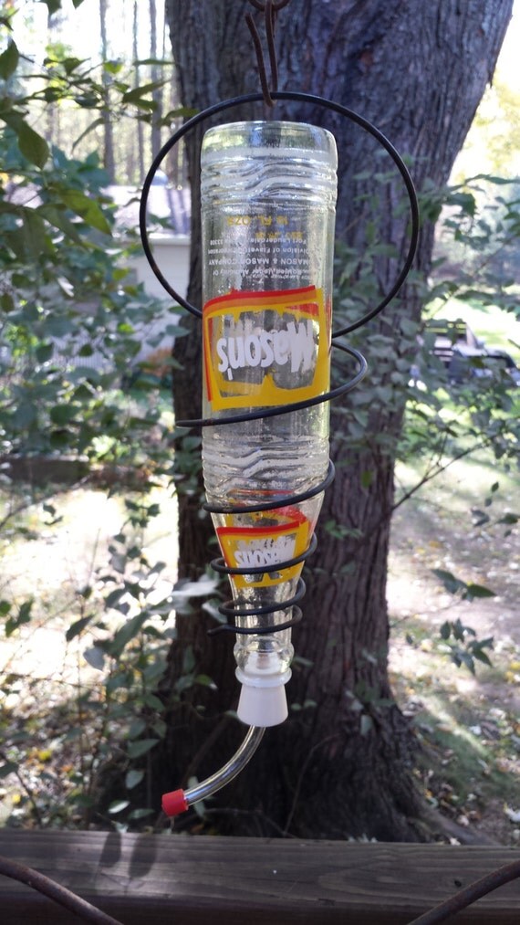 Vintage Mason's Soda Bottle Hummingbird Feeder