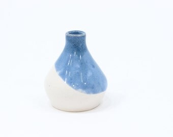 Blue and White Handmade Ceramic Bud Vase