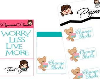 Teddy Bear Change Sheets Planner Stickers {#188}