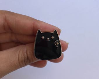 Kitty Hi Pin | "Black Cat" | Black & Silver | Pin Flair | Lapel Pin