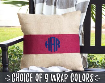 Gifts for Her, Mr and Mrs Pillows Burlap, Monogram Throw Pillows Bands, Farmhouse Style Chic Gifts, Monogram Pillows, Rustic Decor 503558055
