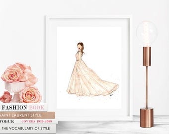 Elie Saab Gown - 8"x10" - Various Sizes - Wall Art - Gifts for Her - Ball Gown - Special Occasion - JLO - Princess - Bllush - Oscars