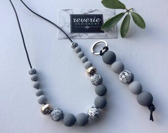 Wooden bead necklace & key chain (Two for one)