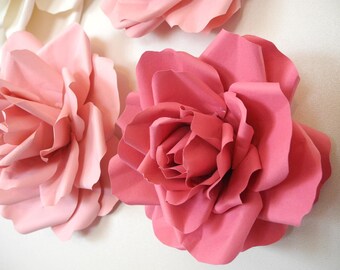 10 Piece/ 4 inches Flowers Wedding Paper Flowers Bridal shower decor Flower table decoration Large roses Nursery Wall Decor