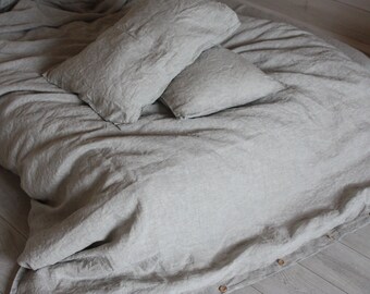 LINEN DUVET COVER set with two pillowcases 100% natural flax washed linen bedding California King Queen Full