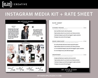 2-Page Media Kit + Rate Sheet Template | For Instagram Influencers | Digital Download | "Instafamous"