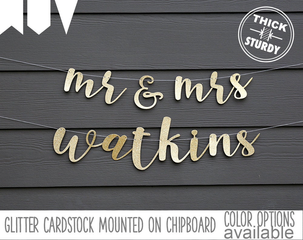 mr and mrs banner with Custom Last Name Personalized banner