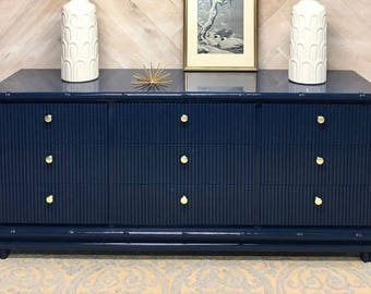 Navy dresser | Etsy - SAMPLE - High Gloss Navy Blue Lacquered Dresser