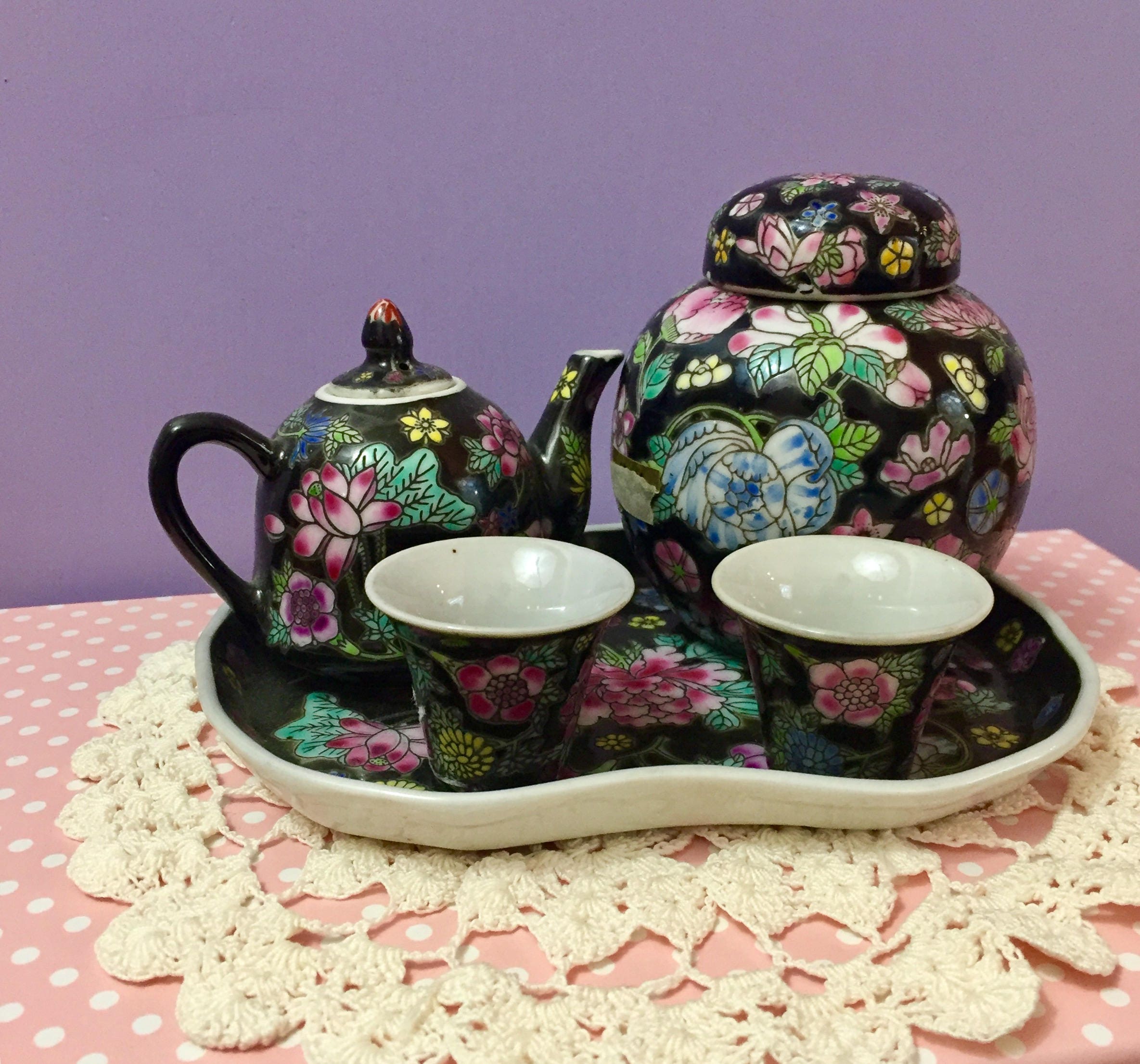 Vintage iChinesei Black Floral Children s Tea iSeti iChinesei 