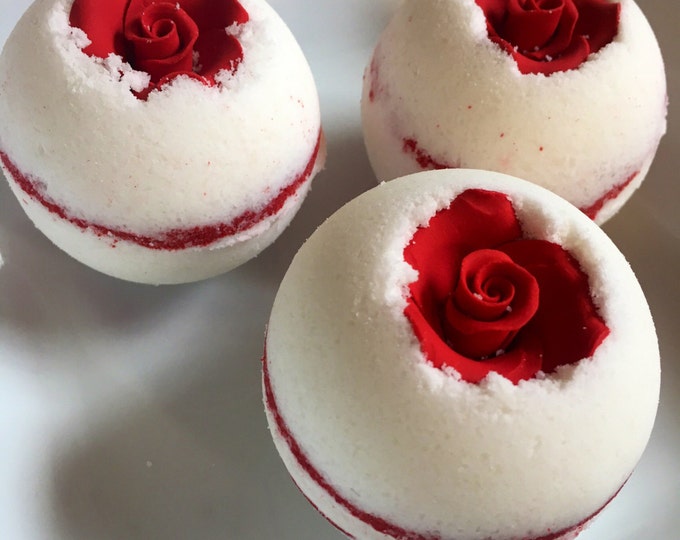 Red Flower bath bomb , valentines bath bomb , wholesale bath bomb , gifts for her