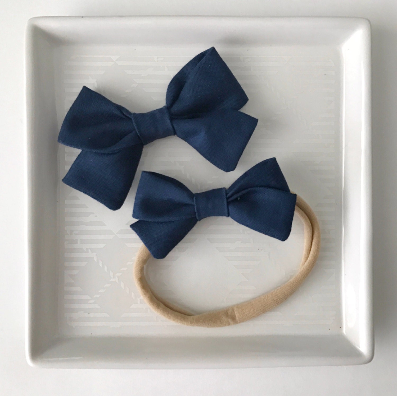 navy classic bow baby headband fabric bow navy classic bow baby headband fabric bow