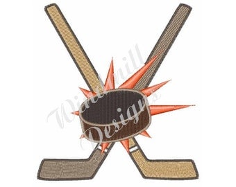 Hockey Sticks and Puck - Machine Embroidery Design