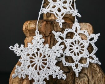 Crochet Snowflake Ornaments - set of 3 (hand crochet)