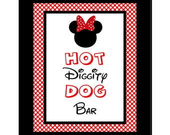 Mickey Mouse Birthday Sign Hot Diggity Dog Bar Party