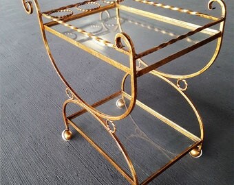 Mid-century Hollywood Regency Bar Cart on Wheels
