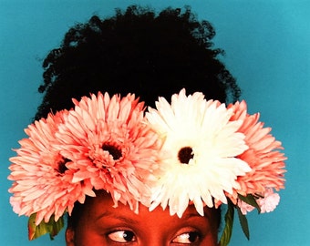Pink Flower Crown, Flower Power Crown, Pink Flower Headband, Tropical Headband, Flower Hair Accessories, Hippie Flower Crown,Snapchat Flower