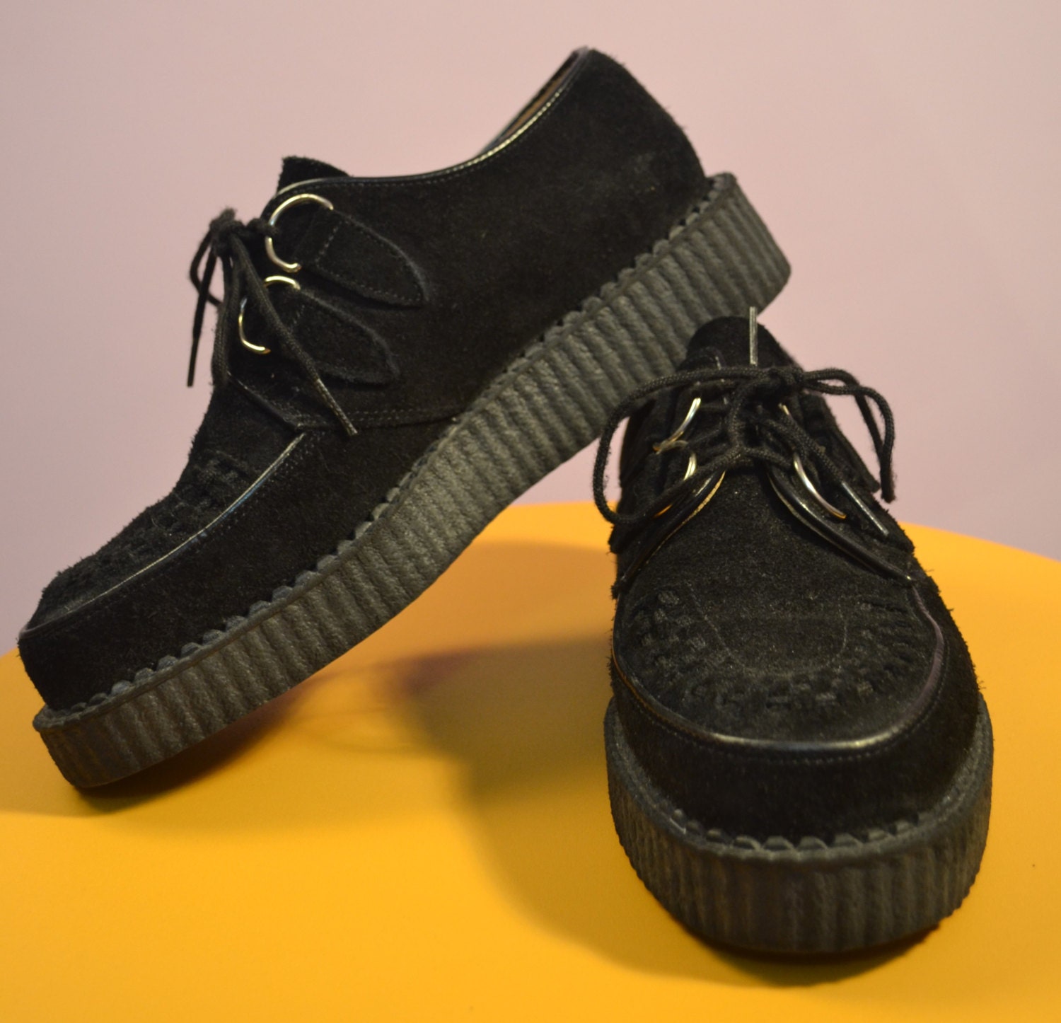 Mens creepers platform shoes teddy boy shoes black size 8.5/9