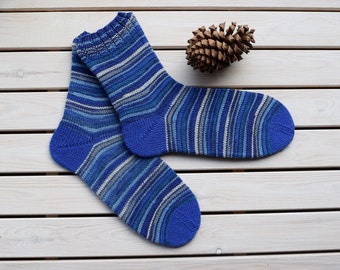 Men's wool socks Hand knitted socks Striped boot socks Casual wool socks Warm men accessories Gift for him
