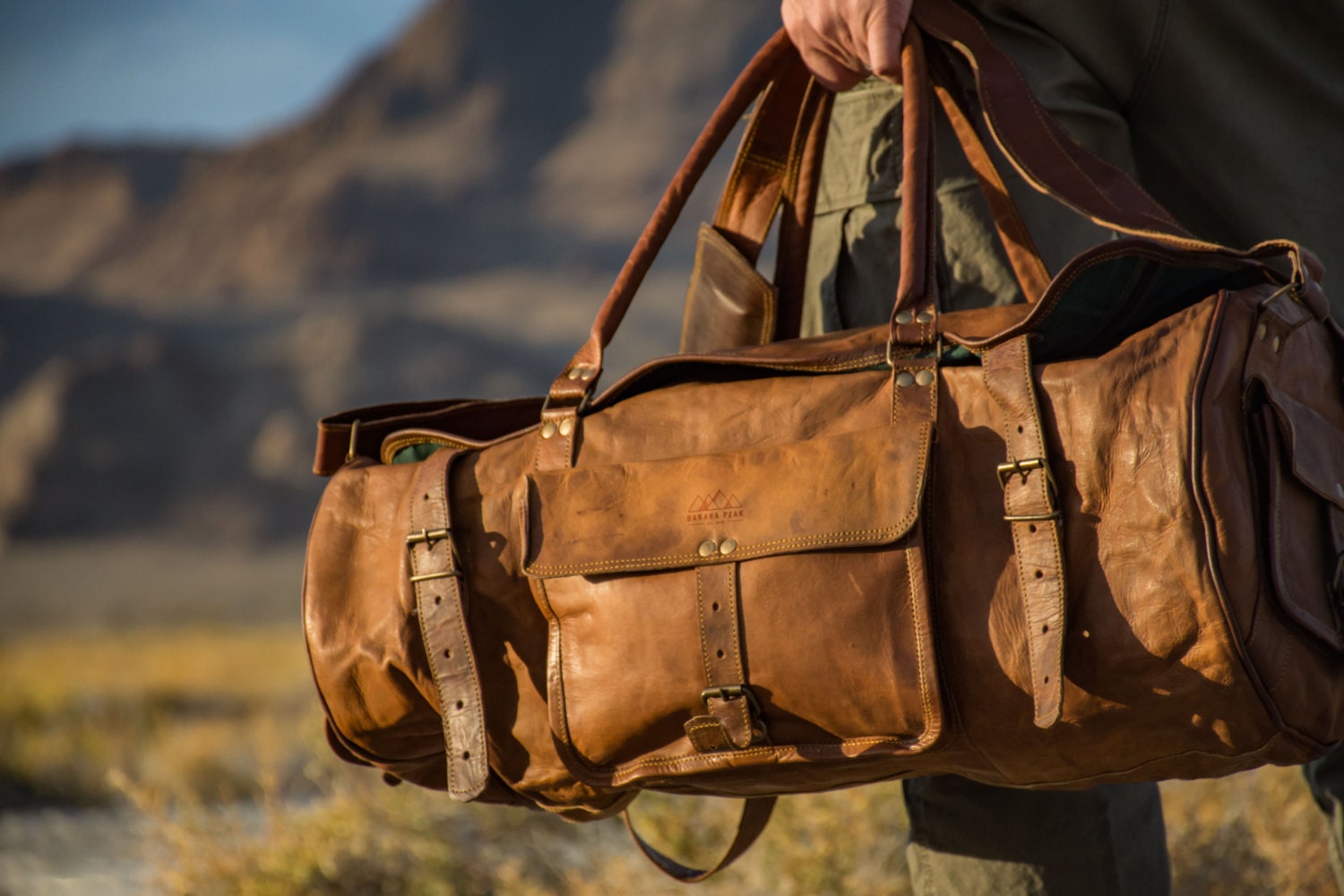 rustic leather duffle bag