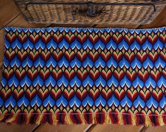 Vintage Bulgarian woven rug, primitive country textile wall hanging rug, doormat rug, tribal woven rug, colourful rug,colourful bohemian rug