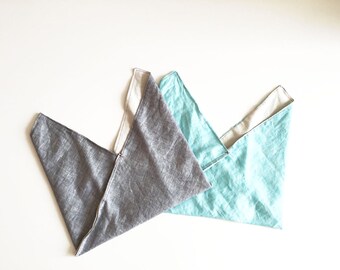 Reversible linen bag, Azuma Bukuro, Bento bag, Linen reversible bag, linen and cotton bag.