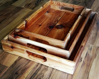 Reclaimed Wood Nesting Trays, Serving Trays, Display Trays, Decor Trays, Rustic Trays, Party Trays, Wood Trays Set, Stacking Trays