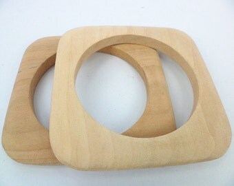 2pieces unfinished 67mm Square Wood bangles bracelets