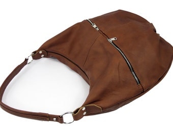 BROWN LEATHER BAG,Cognac Leather Bag , Leather Hobo bag, hobo bags, hobo bag, Brown leather hobo, leather hobo bags, Everyday Leather Bag