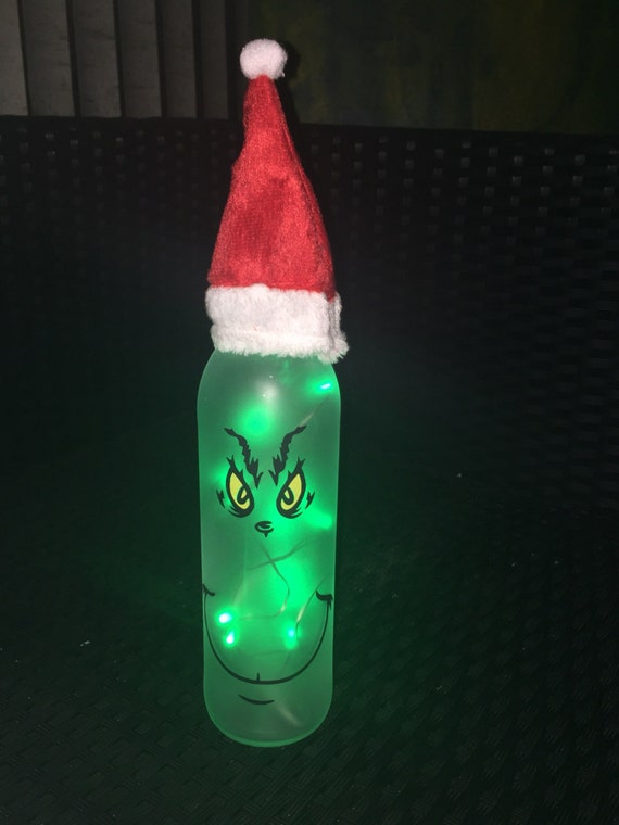 Grinch Lighted Wine Bottle Christmas Decor Holiday