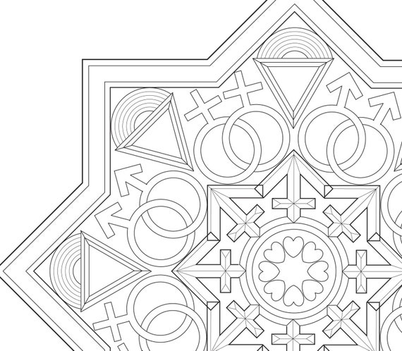 Download LGBTQ Mandala coloring page digital download from cgettydesigns on Etsy Studio