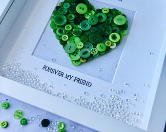 First my mother, mothers day gift, mothers day frame, button heart frame, mother daughter frame, button art, gifts for mum from daughter