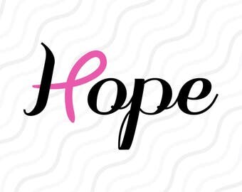 Hope With Pink Ribbon SVG, Cancer Ribbon, Cancer SVG Cut table Design,svg,dxf,png Use With Silhouette Studio & Cricut_Instant Download