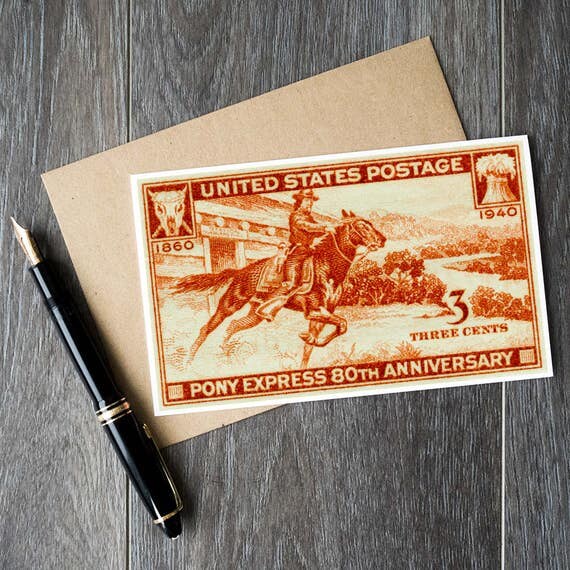 Pony Express US Postage Stamp Stamp Art Cards Horse Cards