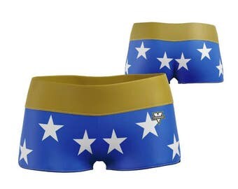 Yoga Shorts / Workout Shorts / Yoga 4-Way Stretch 2.5" Booty Shorts- Wonder Woman Shorts