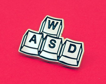 WASD | Enamel Pin Badge | Soft Enamel Badge | Keyboard Game Controller | Keys | Fun Gold Pin Badge Gift for Video Gamers