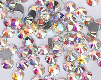 100 pcs Crystal AB SS3 SS4 SS5 SS6 SS8 SS10 Rhinestones Type Swarovski Nail Art Flat Back Stones Non Hotfix Gems Style Crystals Zircon