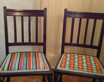 Set of two refurbished dining chairs