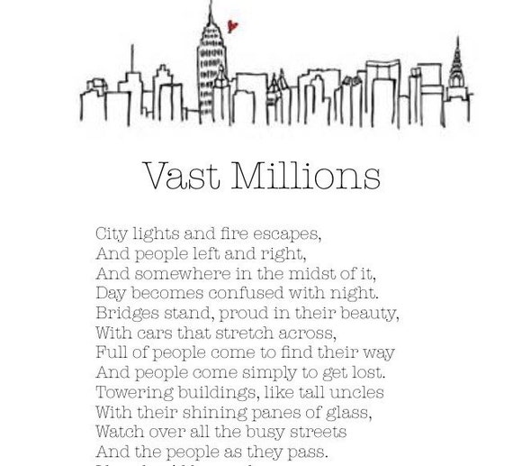 Items similar to Vast Millions (New York City) poem on Etsy