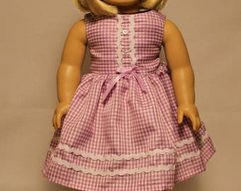 Purple and White Checkered Dress-Made to fit 18 inch Dolls like American Girl Doll Clothes
