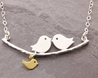 Love Birds Necklace | Branch and Bird Necklace | Bird Necklace | Bird Jewelry | Sparrow Necklace | Mothers Jewelry