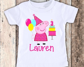 Peppa Pig 2 custom designed birthday t shirt tshirt personalized