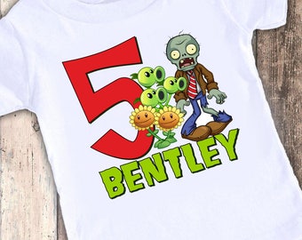 Plants vs Zombies custom designed birthday t shirt tshirt personalized
