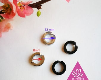 1pcs earing simple form anneaux ring round stud black in pure titanium sterling woman man party Disguise temporary feast/Ear not pierced