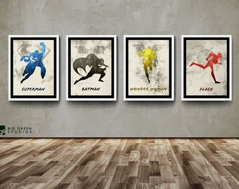 Dc Comics Wall Art superman batman | etsy Dc Comics Wall Art superman batman | etsy