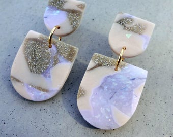 Scale Drop Earrings - Nude / Polymer Clay Earrings / Stud Earrings / Drop Earrings