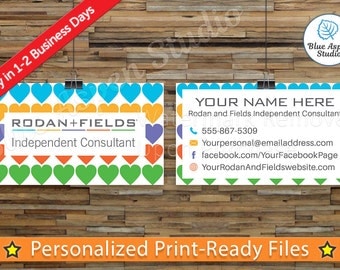 Rodan and Fields Business Cards Printable Digital Printed Personalized Custom Customized Consultant Cards Hearts Heart RDF-BC103