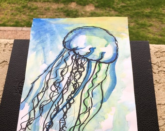 Items similar to Abstract Jellyfish- Ink and Pen Drawing. Original ...
