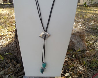 Silver and Turquoise Lariat Style Necklace